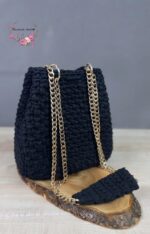 Women's Crochet Bag with Leather Base | Handmade Crochet Bag - Image 3