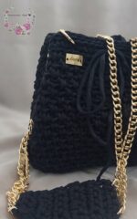 Women's Crochet Bag with Leather Base | Handmade Crochet Bag